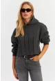 Kadın Antrasit Nervüllü Üç İplik Sweatshirt TF13