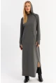 Kadın Antrasit Yakası Fermuarlı Maxi Sweat Elbise MTF12