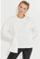 Kadın Beyaz Bağlamalı Sweatshirt Yİ2493