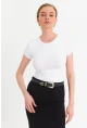 Kadın Beyaz Basic T-Shirt FLS07