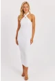 Kadın Beyaz Çapraz Yaka Triko Elbise YZ630