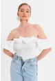 Kadın Beyaz Çıtçıtlı Straplez Body TPG07