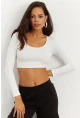Kadın Beyaz Crop Bluz CG261