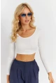 Kadın Beyaz Crop Bluz CG367