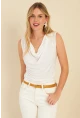 Kadın Beyaz Degaje Yaka Bluz YZ1020