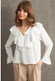 Kadın Beyaz Fırfırlı Bluz FS9338