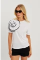 Kadın Beyaz Gül Aksesuarlı T-Shirt SF12740