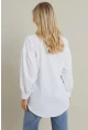 Kadın Beyaz İncili Balon Kol Gömlek MASF16