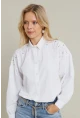 Kadın Beyaz İncili Balon Kol Gömlek MASF16