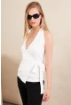 Kadın Beyaz Kruvaze Bağlamalı Bluz EY3095