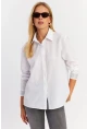 Kadın Beyaz Manşeti Taşlı Gömlek ZER415