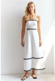 Kadın Beyaz Nakış Detaylı Midi Elbise HOL2128