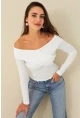 Kadın Beyaz Önü Çapraz Bluz CG389