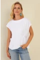 Kadın Beyaz Önü Düğümlü Bluz AYD348