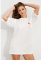 Kadın Beyaz Oversize Pijama T-Shirt TPG14