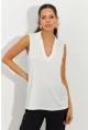 Kadın Beyaz Polo Yaka Bluz LPP1219