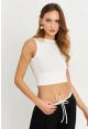 Kadın Beyaz Sırt Bağlamalı Crop Bluz EY2733