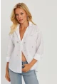 Kadın Beyaz Taşlı Gömlek SF2550