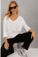 Kadın Beyaz V Yaka T-Shirt LPP1267