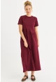 Kadın Bordo Asimetrik Dikişli Maxi Elbise MDMR440