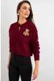 Kadın Bordo Ayıcıklı Hırka TEM99
