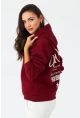 Kadın Bordo Baskılı Kapüşonlu Sweatshirt DY1451