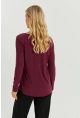 Kadın Bordo Dantel Detaylı Bluz AYD264