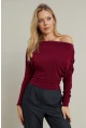 Kadın Bordo Degaje Yaka Bluz DMR382-1