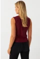 Kadın Bordo Degaje Yaka Kolsuz Bluz LPP1297