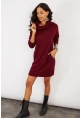 Kadın Bordo Degaje Yaka Triko Mini Elbise YV73