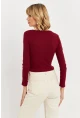 Kadın Bordo Düğme Detaylı Basic Bluz ALB3814
