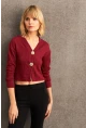Kadın Bordo Düğme Detaylı Bluz TF57