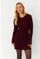 Kadın Bordo İspanyol Kol Triko Mini Elbise YV273
