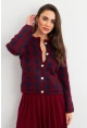 Kadın Bordo-Lacivert Düğme Detaylı Hırka ELT12022