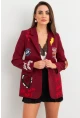 Kadın Bordo Nakışlı Premium Ceket EO100