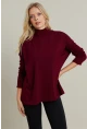 Kadın Bordo Salaş Triko Bluz YV289