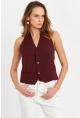 Kadın Bordo Sırtı Açık Yelek CAR1143