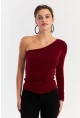Kadın Bordo Tek Kol Bluz HOR37