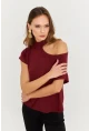 Kadın Bordo Tek Omuz Açık Bluz LPP1300