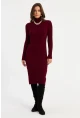 Kadın Bordo Triko Midi Elbise YV303
