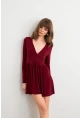 Kadın Bordo V Yaka Mini Elbise LİK17