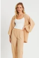Kadın Bürümcük Kimono Takım Camel Q983