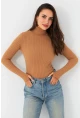 Kadın Camel Balıkçı Yaka Triko Bluz YV102-90