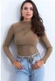 Kadın Camel Büzgülü Bluz LPP1279