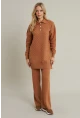 Kadın Camel İnci Düğmeli Triko Alt Üst Takım MNUV33