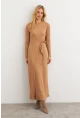 Kadın Camel Kruvaze Maxi Elbise MTF31