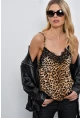 Kadın Camel Leopar Desenli Dantelli Atlet LPP50081