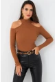 Kadın Camel Omuzları Açık Kaşkorse Bluz EY2590