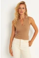 Kadın Camel Polo Yaka Kaşkorse Bluz MK10