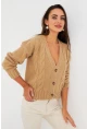 Kadın Camel Saç Örgülü Hırka YV295